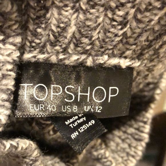 TOPSHOP Grey Marled Knit Mock Neck Long Sleeve Sweater Dress Size 8 - Picture 2 of 9